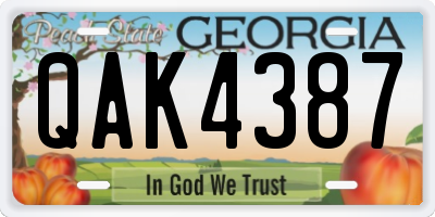 GA license plate QAK4387