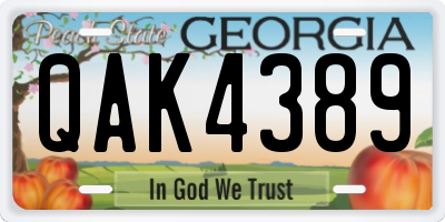 GA license plate QAK4389