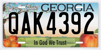 GA license plate QAK4392