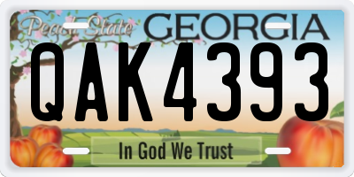 GA license plate QAK4393