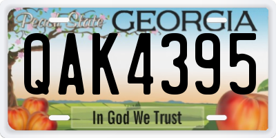 GA license plate QAK4395