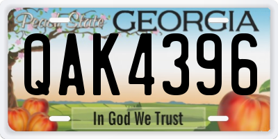 GA license plate QAK4396
