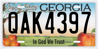 GA license plate QAK4397