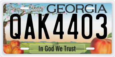 GA license plate QAK4403