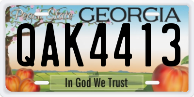 GA license plate QAK4413
