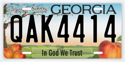 GA license plate QAK4414