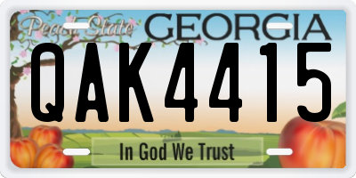 GA license plate QAK4415