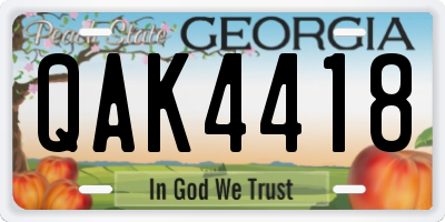 GA license plate QAK4418