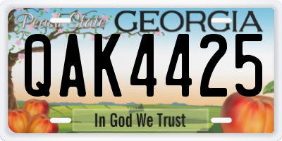 GA license plate QAK4425