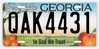GA license plate QAK4431