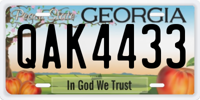 GA license plate QAK4433
