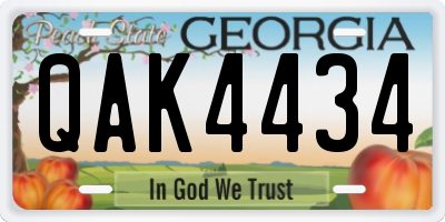 GA license plate QAK4434