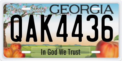 GA license plate QAK4436