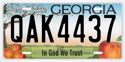 GA license plate QAK4437