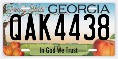 GA license plate QAK4438