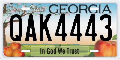 GA license plate QAK4443
