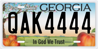 GA license plate QAK4444