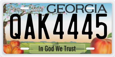 GA license plate QAK4445