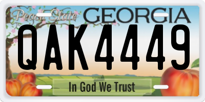GA license plate QAK4449