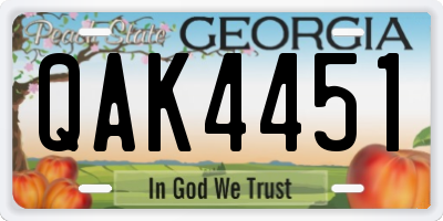 GA license plate QAK4451
