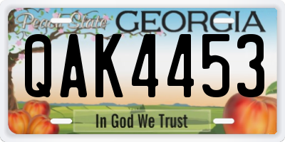 GA license plate QAK4453