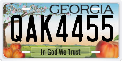GA license plate QAK4455