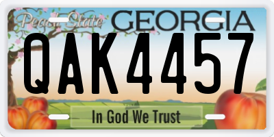 GA license plate QAK4457