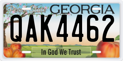 GA license plate QAK4462