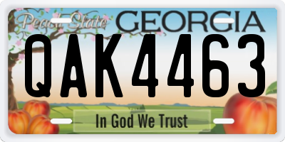 GA license plate QAK4463