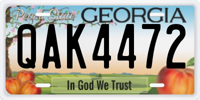 GA license plate QAK4472
