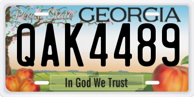 GA license plate QAK4489