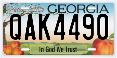 GA license plate QAK4490