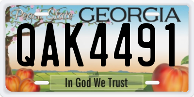 GA license plate QAK4491