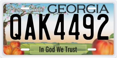 GA license plate QAK4492