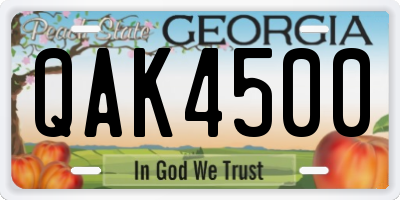 GA license plate QAK4500