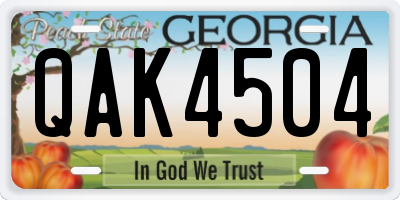 GA license plate QAK4504