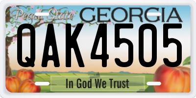 GA license plate QAK4505