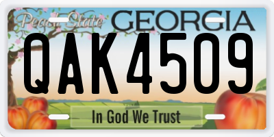 GA license plate QAK4509