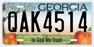 GA license plate QAK4514