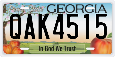 GA license plate QAK4515