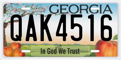 GA license plate QAK4516