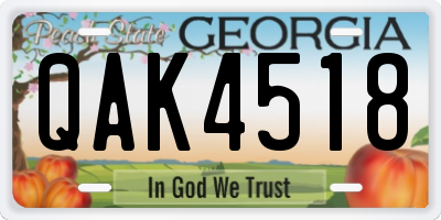 GA license plate QAK4518