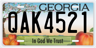 GA license plate QAK4521