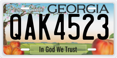 GA license plate QAK4523