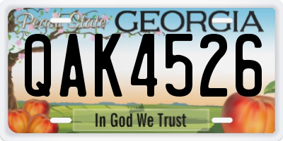 GA license plate QAK4526