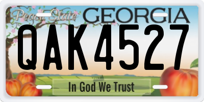 GA license plate QAK4527