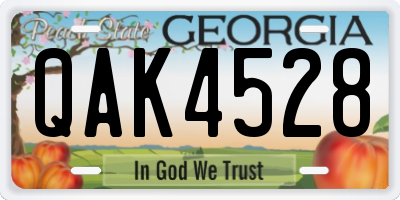 GA license plate QAK4528