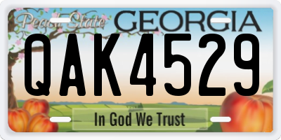 GA license plate QAK4529