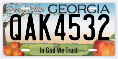 GA license plate QAK4532