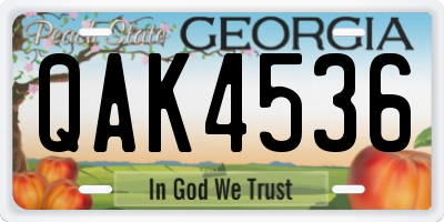 GA license plate QAK4536
